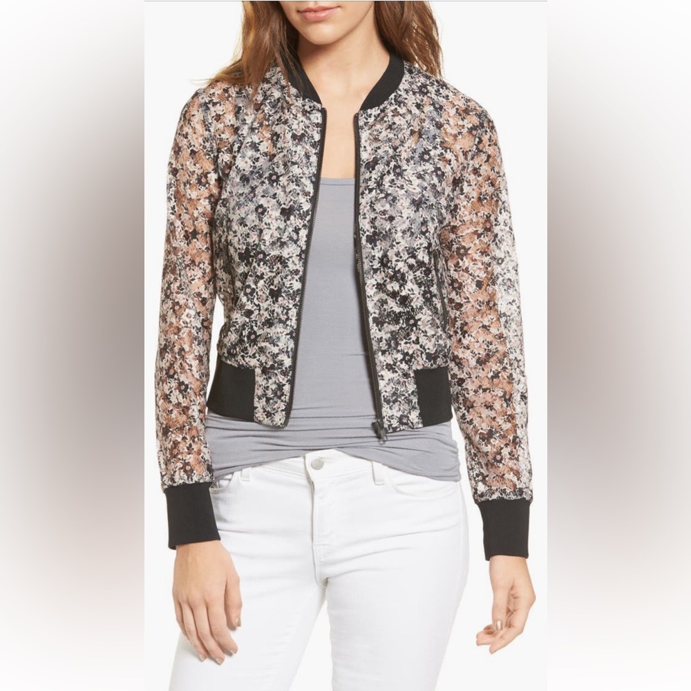 Chelsea28 Crop Lace Bomber Jacket - size Medium